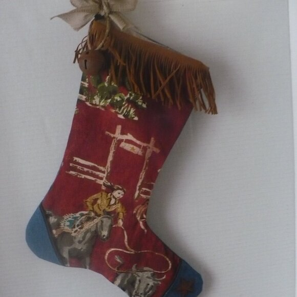 Handmade Western Ranch Style Christmas Stocking - Picture 1 of 6